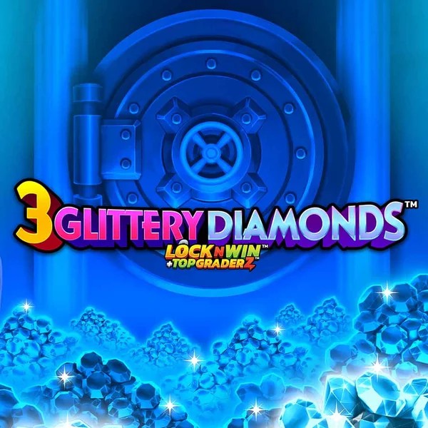3 Glittery Diamonds slot logo by PearFiction Studios at Clover Casino